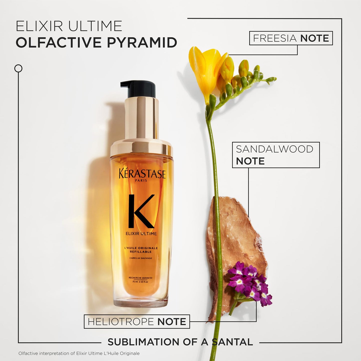 KÉRASTASE Kérastase Elixir Ultime Hair Oil, Nourishes Dull Hair, For All Hair Types, Strengthens and Protects Hair From Heat, With Argan and Camellia Oil, L'Huile Originale, 75ml Refill