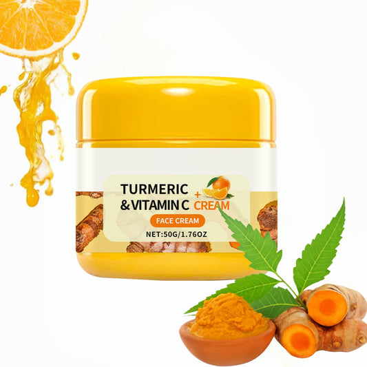 IZBEAUVO Turmeric & Vtamin C Cream, Brightening Face Cream, Natural Hydrating Day Cream for Sensitive Skin, Non-Greasy Face Moisturiser for Normal, Dry, Oily & Combination Skin - 1.76 Fl Oz