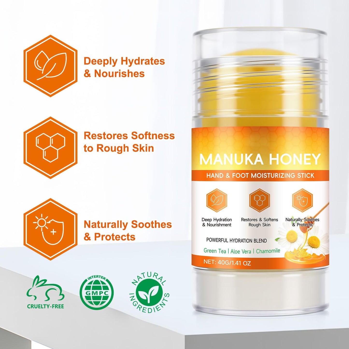 ThamGlow 2Pcs Manuka Honey Cream For Dry Feet, Cracked Heel Repair Cream, Honey Foot Balm, Softens Calluses, Exfoliates Dead Skin & Deeply Moisturises – Athletes Foot Treatment Heel Balm For Hard, Rough Skin