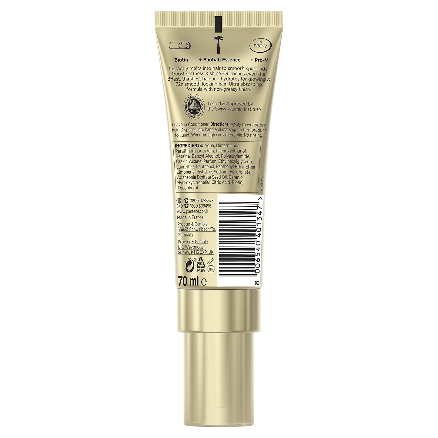 Pantene Hydra Day Hair Serum, For Dry Damaged Hair, Leave-in Hair Treatment, 70ml, Milk To Water Serum Thirsty Ends Quencher With Biotin And Baobab Essence, Leave-in Conditioner