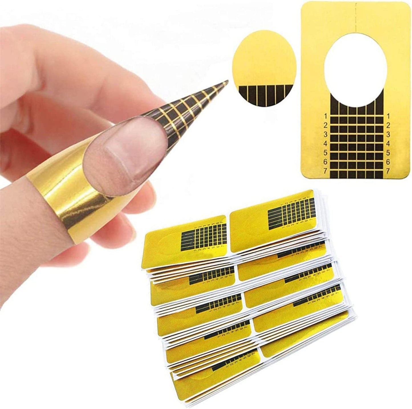 100 Pcs Nail Forms Self Adheisive Paper Nail Form Stickers Sculpting UV Builder Gel Polygel Nail Art Nail Extension Form - Professional Salon & Home Use