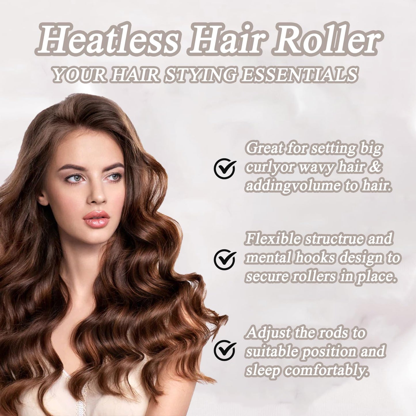 Katslyn 3Pcs Overnight Heatless Curls Blowout Rods,with Square Head Scarf&Hair Bands&Comb,Sleep In Heatless Flexi Curling Rod for Long Medium Hair,No Heat Curls Set for Hair Wrapping Sleeping at Night