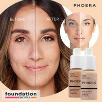 Glamza Phoera Foundation Full Coverage Makeup Set - Includes Nude & Buff Beige 30ml Matte Foundation, 6ml Face Primer & Cool Beige Setting Powder for All Day Wear Without Creasing, Caking, or Flashback