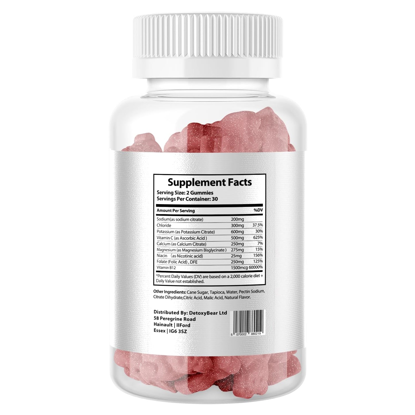 DETOXY BEAR LTD Hydromax Electrolytes Gummies – 60-Count Electrolyte and 1500mcg B12 Vitamin Gummies – Soft Chewable Gummies for Energy Support, Hydration Boost, Muscle Recovery