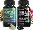 Sea Moss and Shilajit Bundle - All in 1 Supplements, 90 Count Each, 180 Caps Total