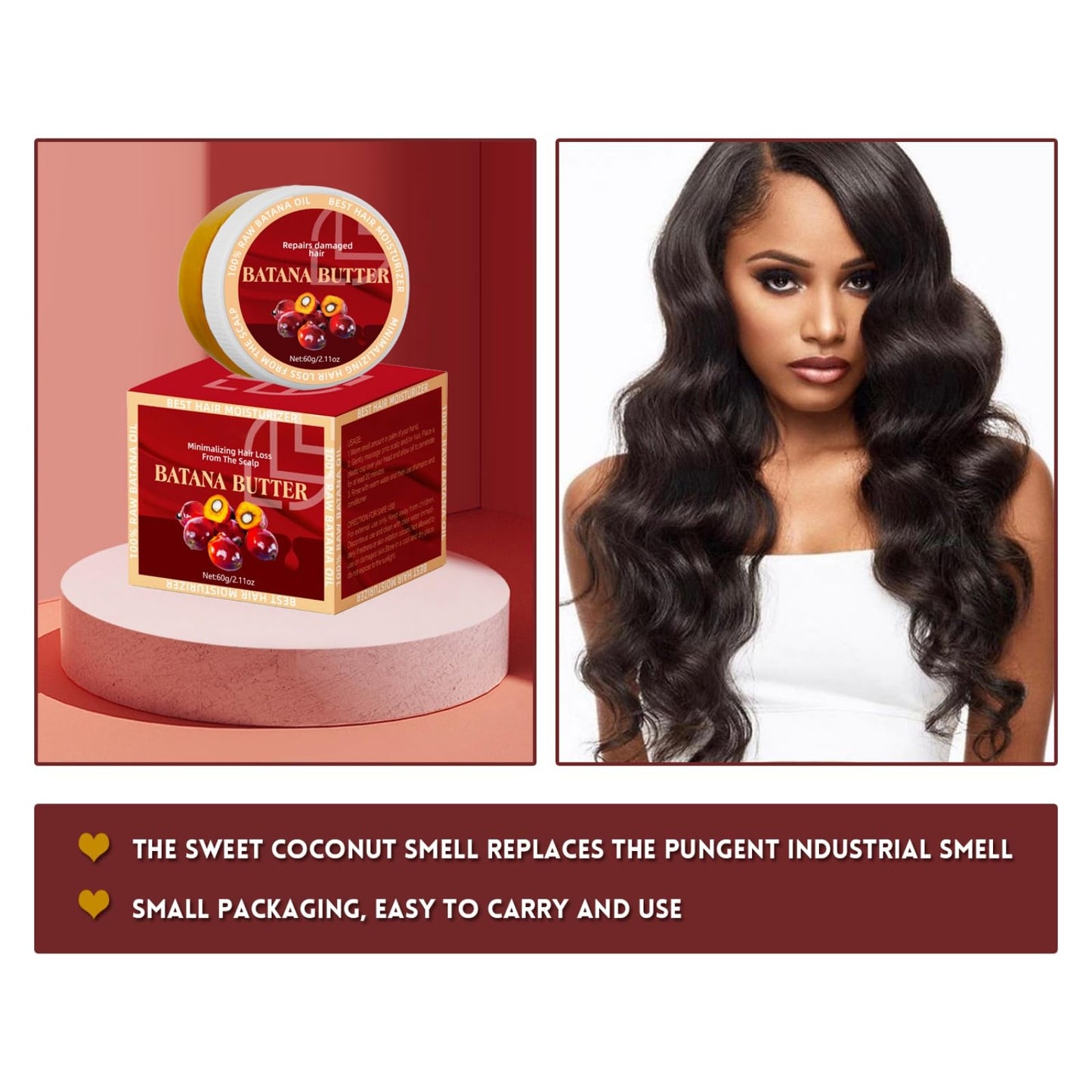 Ingzy Batana Oil For Hair Growth, 100% Pure Batana Oil, Natural Hair Growth Oil and Conditioner for for Thickens Hair, Repairs Damage, Eliminates Frizz & Split Ends