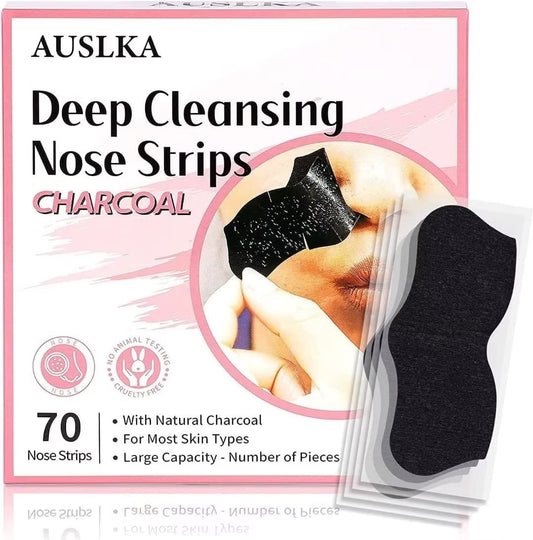 AUSLKA Blackhead Pore Strips - 70 Counts, Blackhead Remover- Deep Cleansing Charcoal Strips - Black Head Nose Strips -Black Head Remover