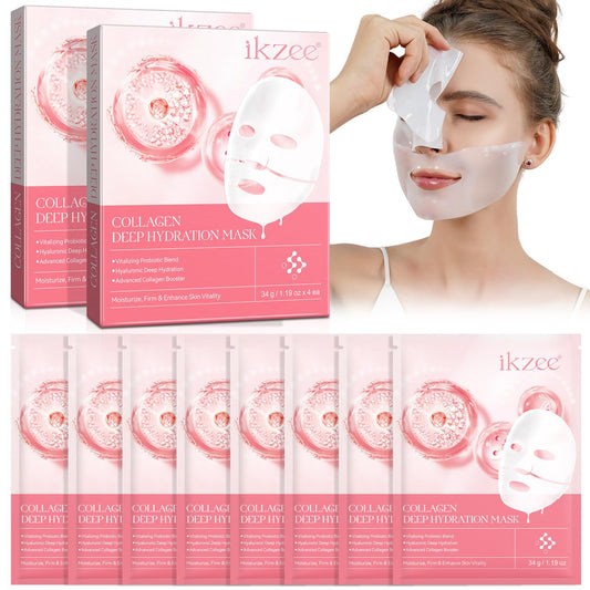 Collagen Mask 8 Pack, Collagen Face Mask, Deep Collagen Anti Wrinkle Lifting Mask Collagen Mask Overnight