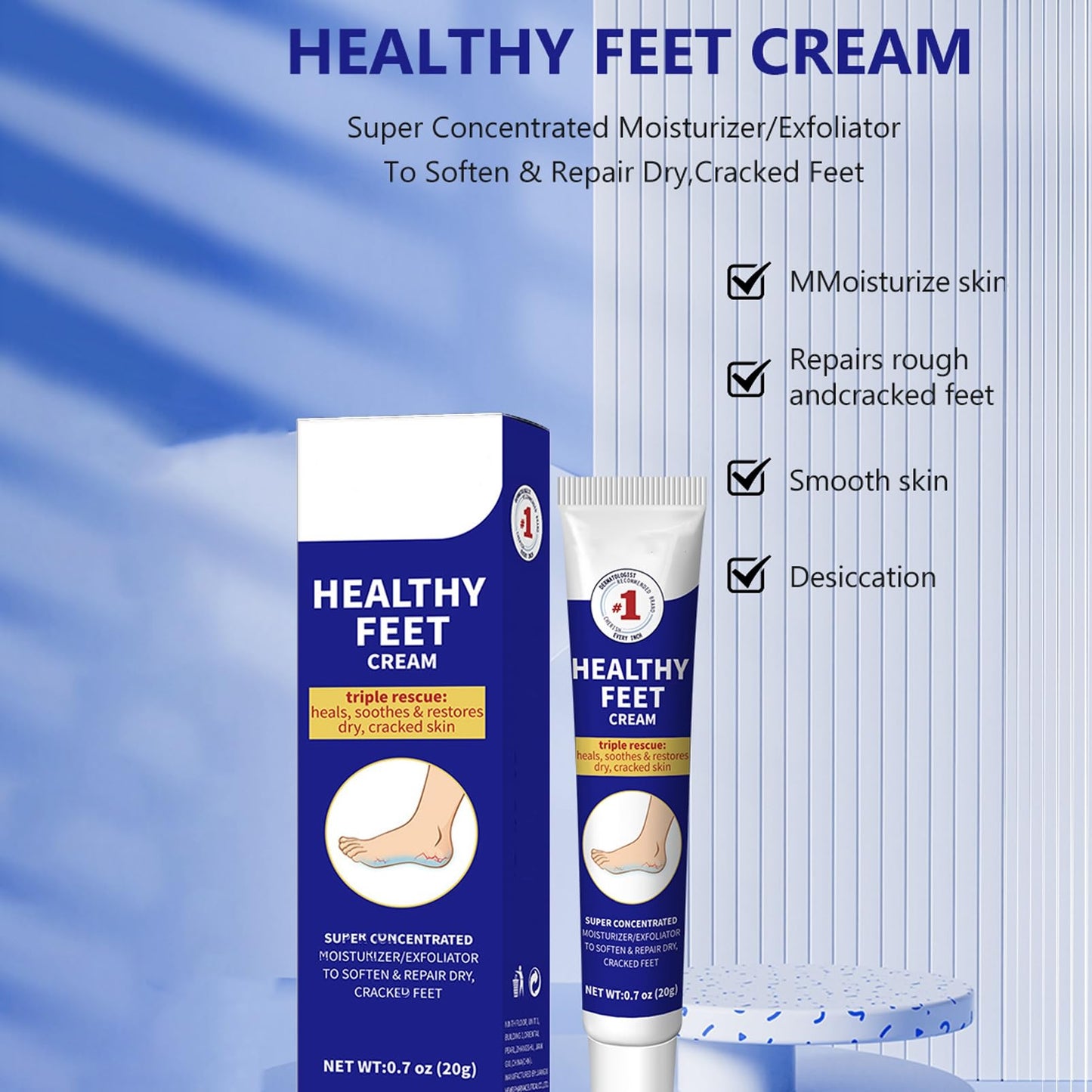 DMQ Cracked Heel Repair Cream, Healthy Feet Cream, Foot Cream for Cracked Heels and Dry Skin, Feet Hard Skin Remover, Instantly Boosts Moisture Levels, Creates a Protective Layer