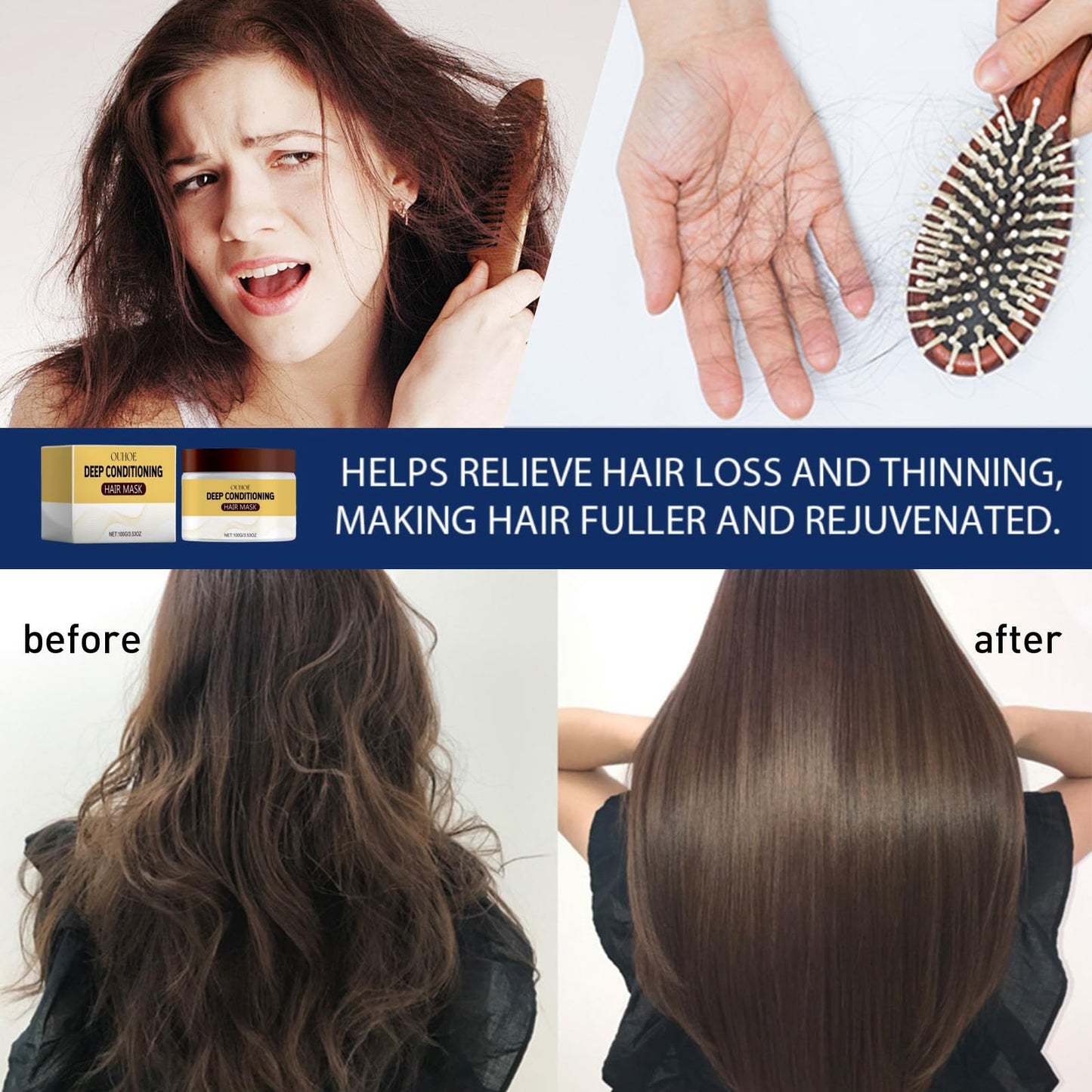 Oumun Deep Conditioning Hair Mask,Collagen Hair Mask for Dry Damaged Hair,Deep Conditioning Collagen Hair Mask,Keratin Hair Mask,Hair Mask Collagen,Collagen Hair Treatment,Hair Collagen for Dry Hair