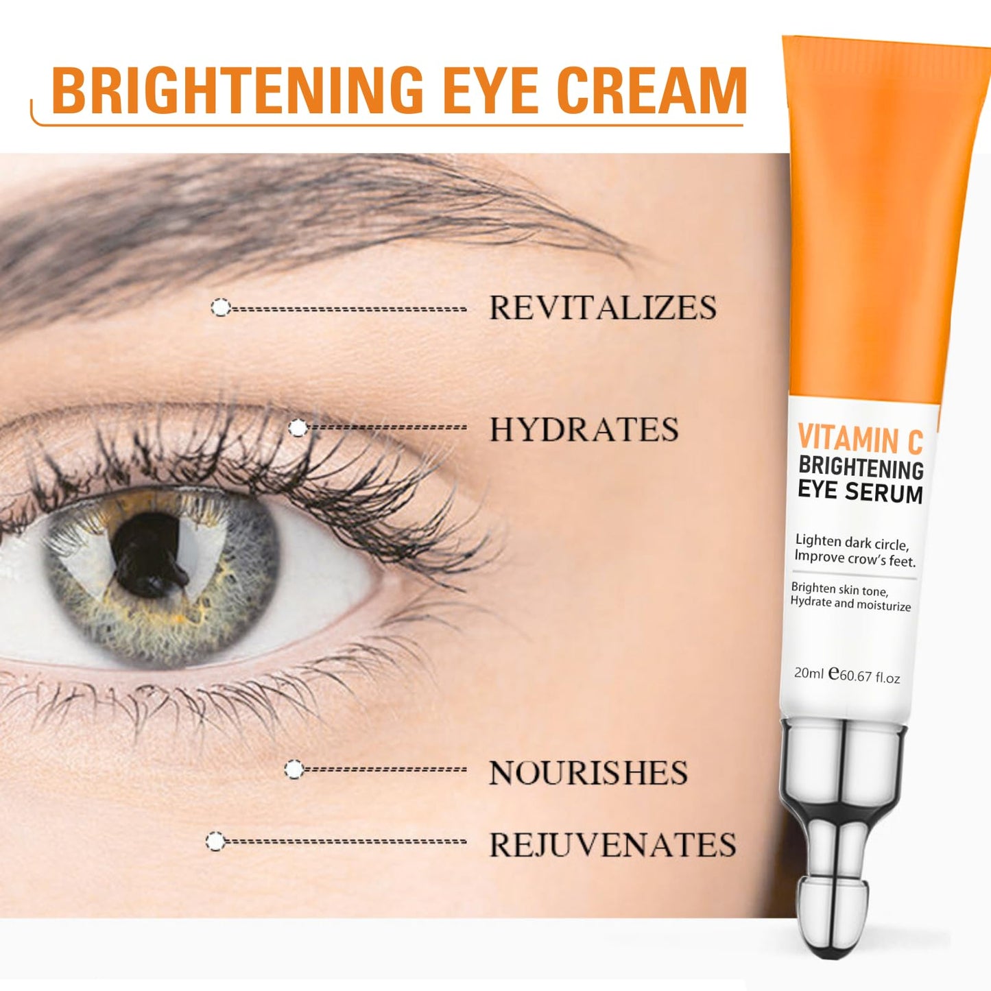 Trendyfave Vitamin C Eye Cream For Puffiness Eyes, Vit C Eye Cream For Dark Circles And Puffiness, Anti Wrinkle Vit C Serum For Women/Men Anti Aging (2PCS)