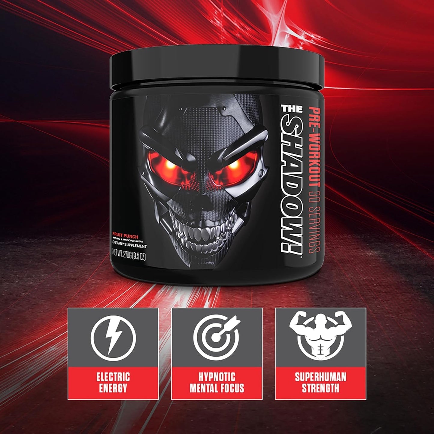 Generic The Shadow! JNX 350mg of Caffeine Hard Core Preworkout -Electric Energy, Mental Focus, Superhuman Strength, Men & Women - 30 Servings (Fruit Punch)