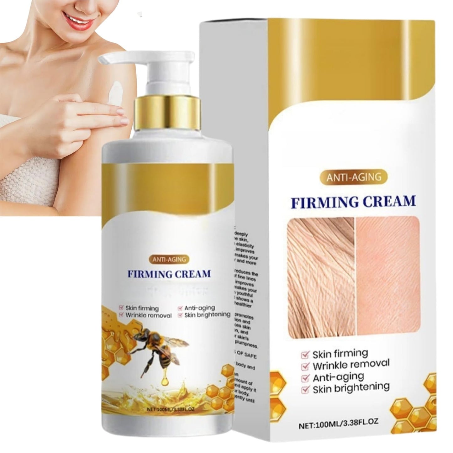 OuXing Anti-Aging Firming Cream,Bee Ven-om Firming Body Lotion,Bee Ve-nom Repair Body Cream,Firming Wrinkle Reducing Cream,Body Moisturiser,Tightening Cream,Restore Skin Elasticity for All Skin