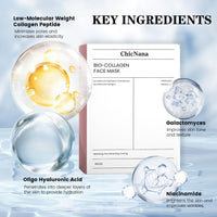 Collagen Face Mask, ChicNana Bio Collagen Mask, Overnight Face Masks Skincare, Real Deep Masks Hydration, Reduce Wrinkles Korean Skin Care (8 sheets)