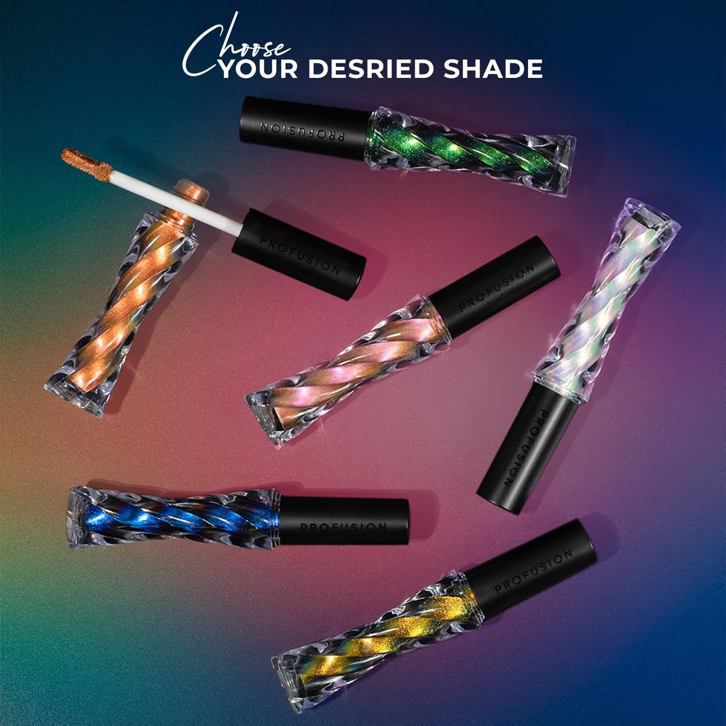 Profusion Cosmetics Prismatic Chrome 6 Shades Liquid Eyeshadow, Glam Up Your Look and Get Stunning Shades Inside, Stand Out All Day and Shine with Premium Beauty Tools
