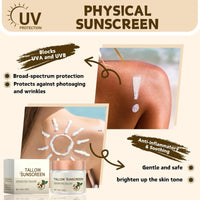 Beef-Tallow Balm,Beef-Tallow Sunscreen Spf 50+,Deeply Nourishing Beef-Tallow for Skin,Korean Sunscreen for Face,Beef-Tallow Grass Fed Bee-Tallow,Face Sunscreen for Dry Skin,Beef-Tallow Moisturizer
