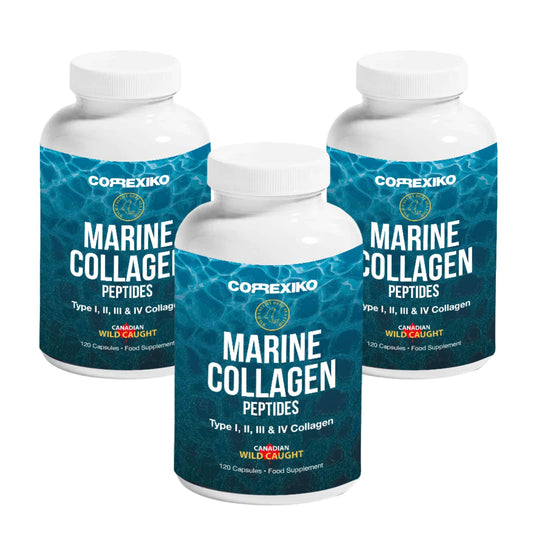 CORREXIKO Marine Collagen Pills, High Strength 2200mg Anti-Ageing Tablets (Canadian Wild-Caught Fish, not farmed) Hyaluronic Acid, VIT C & Minerals, for Skin Hair Nails Bones & Joints – Women & Men