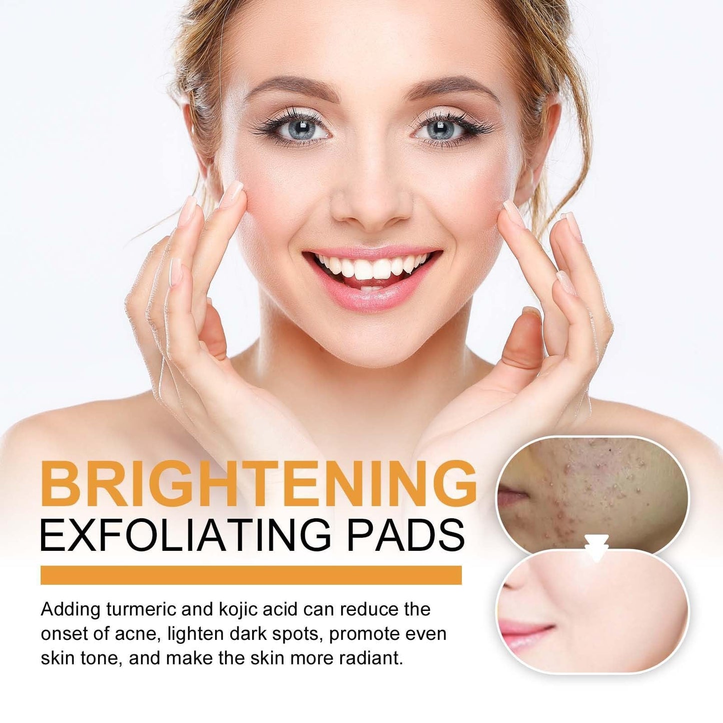 30PCS Turmeric Kojic Acid Cleansing Pads,Turmeric Face Scrub Pads,Cleansing Pads for Exfoliation,Face Pads Cleansing Cotton,Helps Balance Skin Oil and Water,Refreshes Controls Oil,Refines Pores