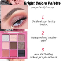 GEEWHILE Pink Eyeshadow Palette Brown Black Pink Matte Glitter Eye Shadow Pallets For Women, Highly Pigmented Long Lasting Pink Smokey Eyeshadow Make-Up Palettes Waterproof Blendable Pink Eyeshadow Palette