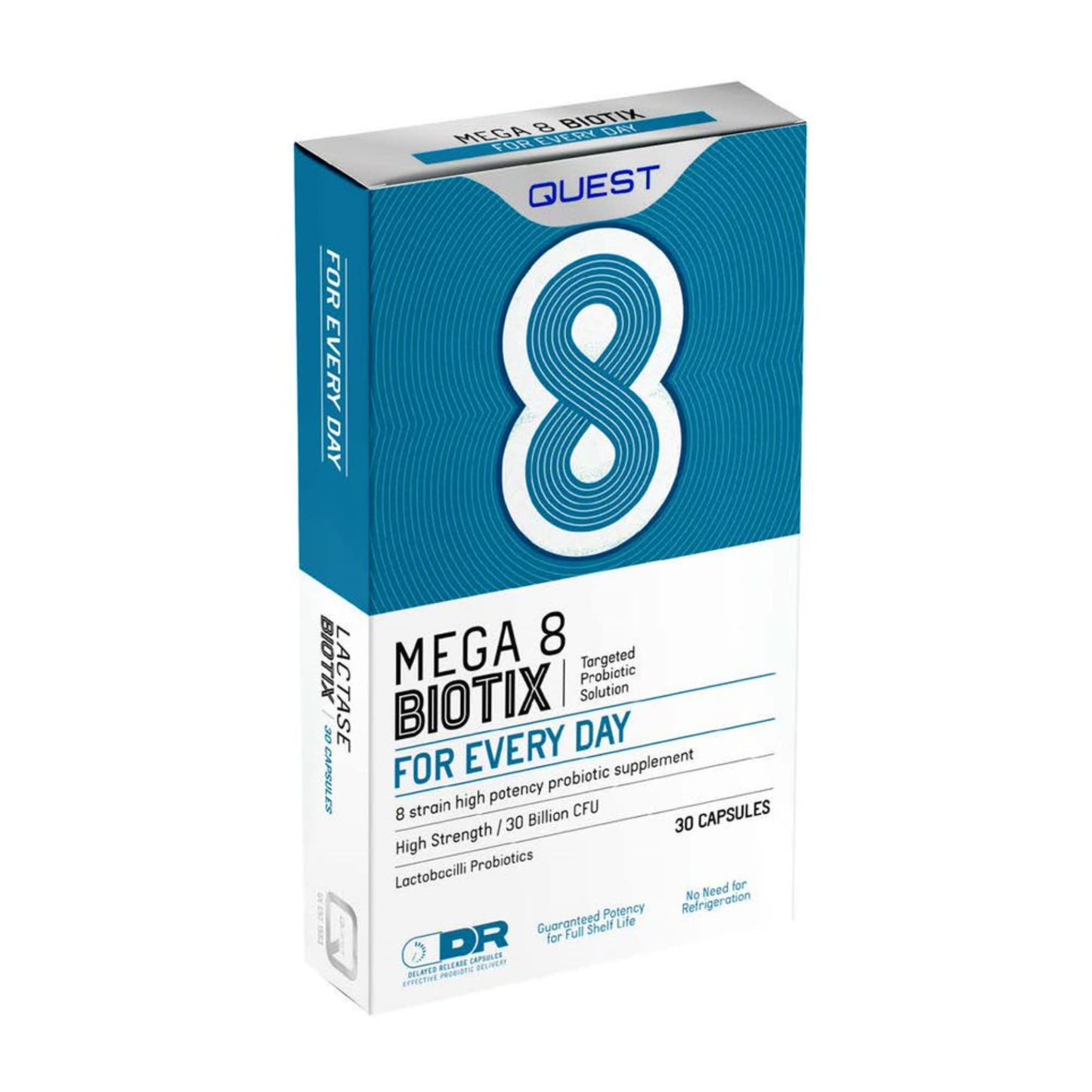 Quest Mega 8 Biotix Probiotic Capsules 30 Billion CFU for Immune & Digestive Support. Helps Restore Gut Friendly Bacteria & Regulate Immune Responses. (30 Capsules x 2 Pack)