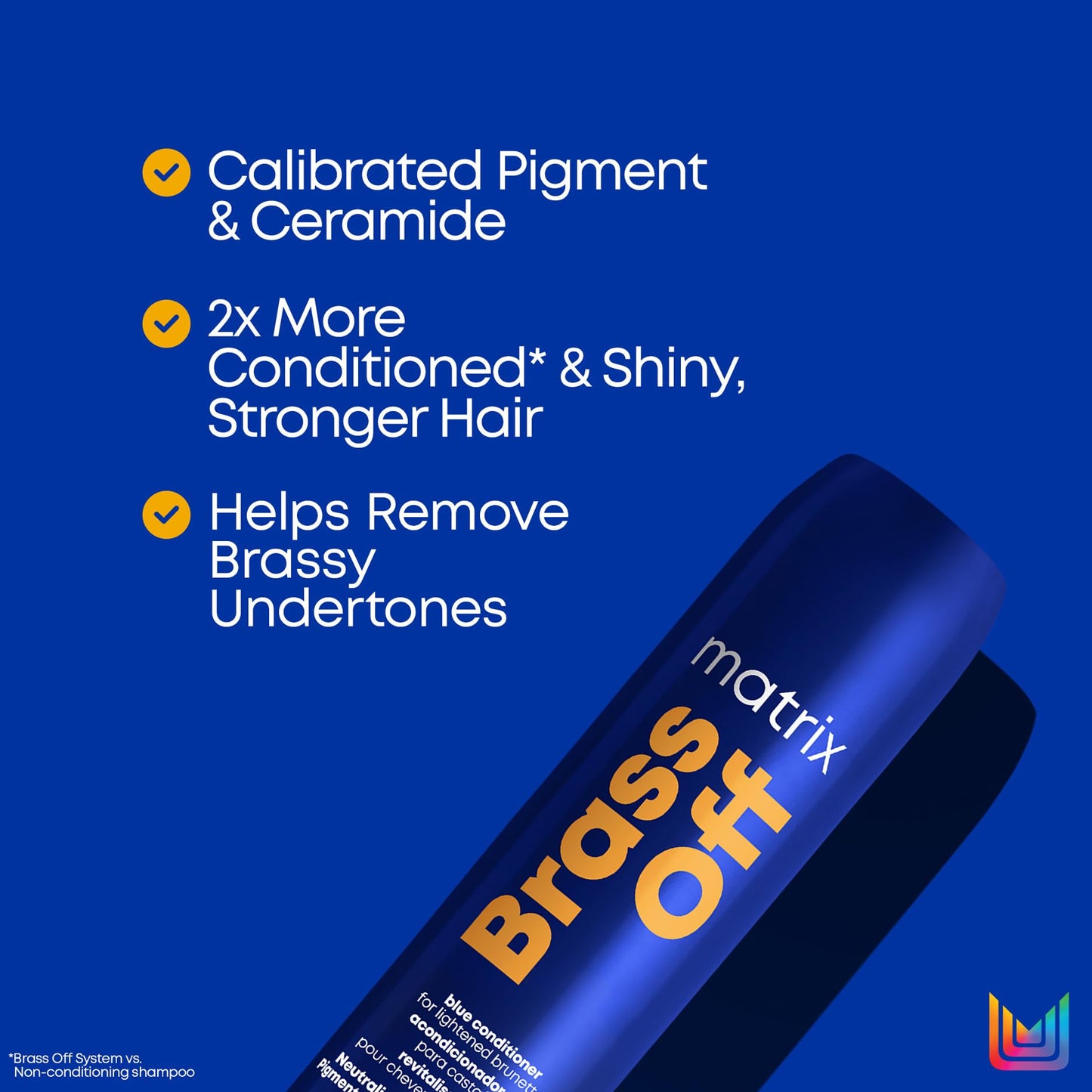 Matrix Pigmented Conditioner for Brunette Hair, Neutralises Orange and Copper Undertones, with Ceramides and Dyes, Brass Off Pigmented Conditioner, 1 x 300 ml
