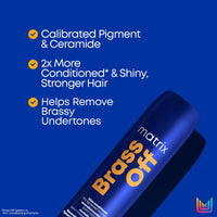 Matrix Pigmented Conditioner for Brunette Hair, Neutralises Orange and Copper Undertones, with Ceramides and Dyes, Brass Off Pigmented Conditioner, 1 x 300 ml