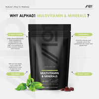 ALPHA01 Vegan Multivitamins & Minerals with BioPerine® | 18 Essential Vitamins & Minerals with High Strength Vitamin C, K, Zinc, B12 & D3-3 Months Supply - for Vegans & Vegetarians - 90 Vegan Tablets.