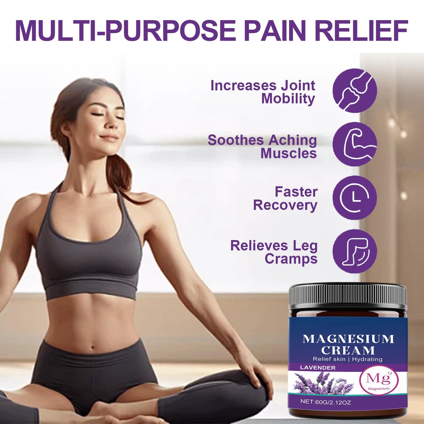 Trendyfave Magnesium Cream for Sleep & Relaxing – Magnesium Butter for Restless Legs, Muscle Relief – with Lavender Oil, Shea Butter & Coconut Oil – Soothing Body Hydrating Legs, Arms or Chest, 60g