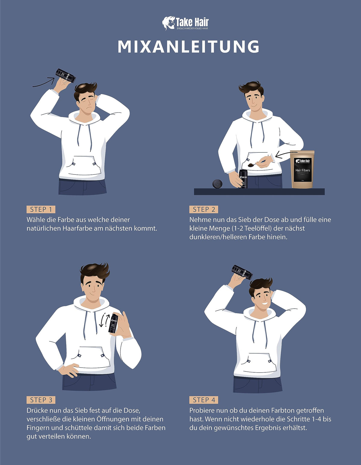 Take Hair ENDLICH WIEDER VOLLES HAAR Take Hair Scattered Hair for Men I Holds in Rain and Wind I 25 g Pouring Hair for Hair Thickening I Hair Fibres I Hair Powder I Scattered Hair Men for Hair Loss I Hair Powder (Scattered Hair Grey)