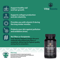 Vitaroots Inner Beauty Vitamins, with Marine Collagen, Retinol and Biotin