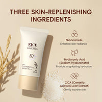 ThamGlow Rice Ultra-Light Sunscreen SPF 50+ PA +++, Rice Face Cream With SPF, Face Sun Cream Lightweight Non Greasy Sunscreen, Invisible UVA/UVB Protection, Hydrating Formula, No White Cast