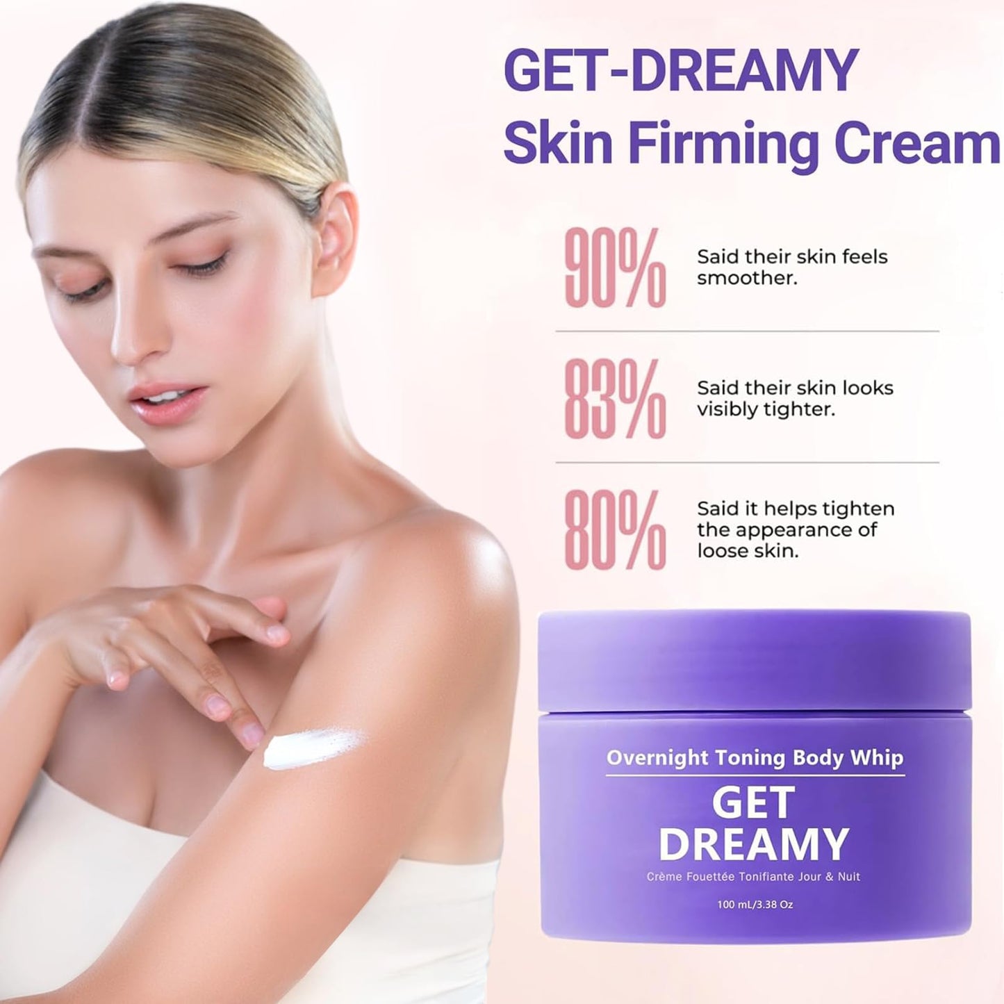SHENYI 2PCS Get Dreamy Overnight Toning Whip-Get Dreamy Cream, Overnight Toning Body Cream for Firming & Smoothing Skin, Body Moisturizer for Women, Hydrating & Fast Absorbing