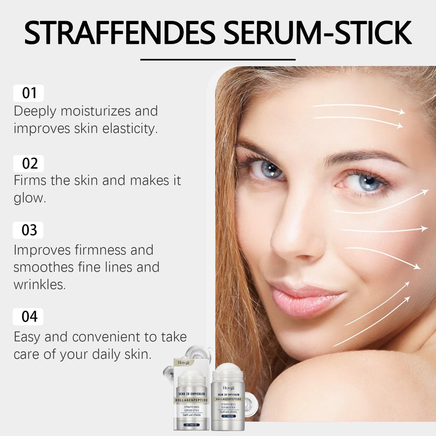 RUICHING Collagen Serum Stick for Face, Peptide Serum Skin Tightening Firming Anti Wrinkle Face Lift Cream, Flysmus Collagen Peptides Firming Stick for Neck Sagging Skin