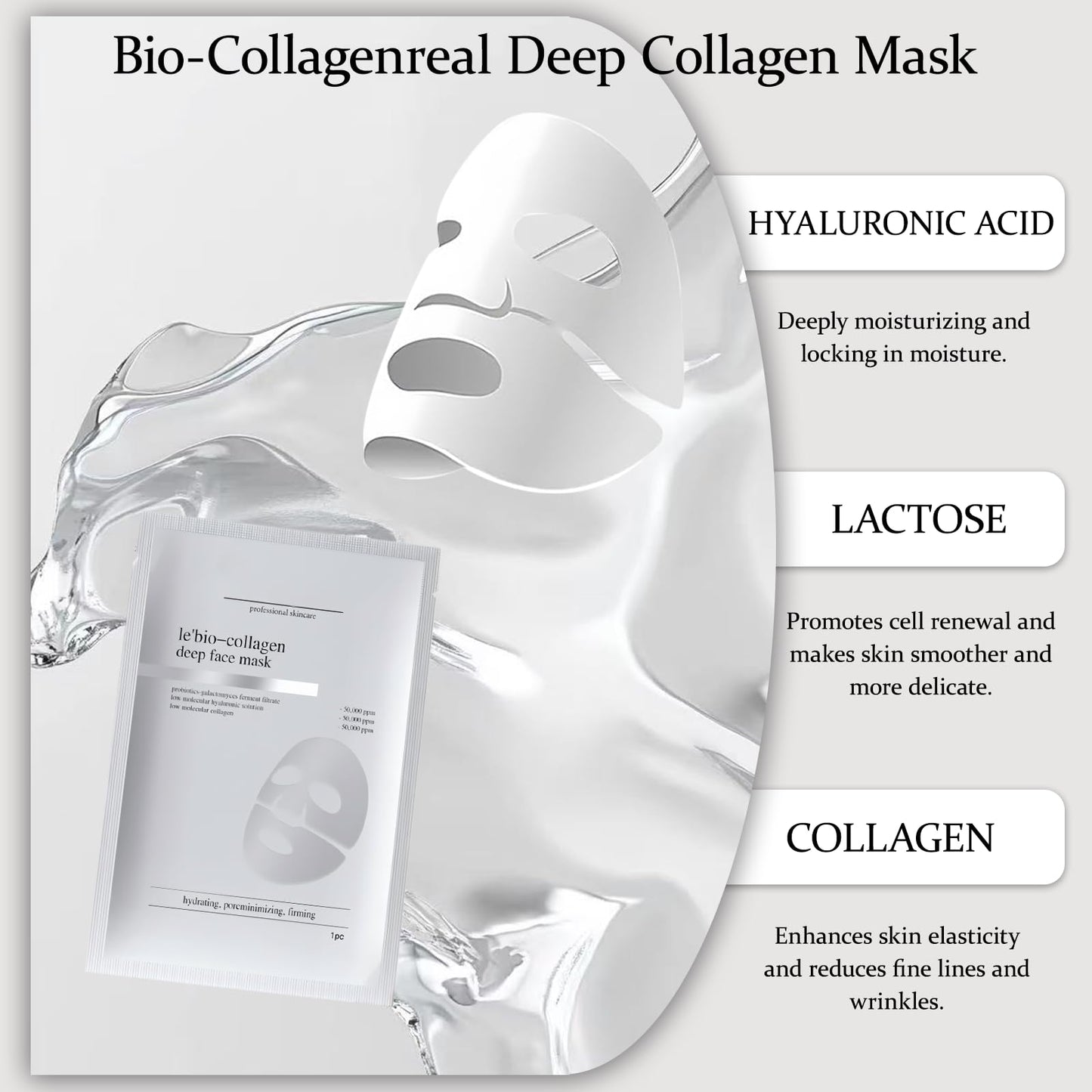 SHENYI 1Pcs Nifora Bio Collagen Mask Korean Hydrating Sheet for Pore Refining, Firming, And Sensitive Skin Relief, Overnight Moisturizing Mask for Smooth, Radiant Glow