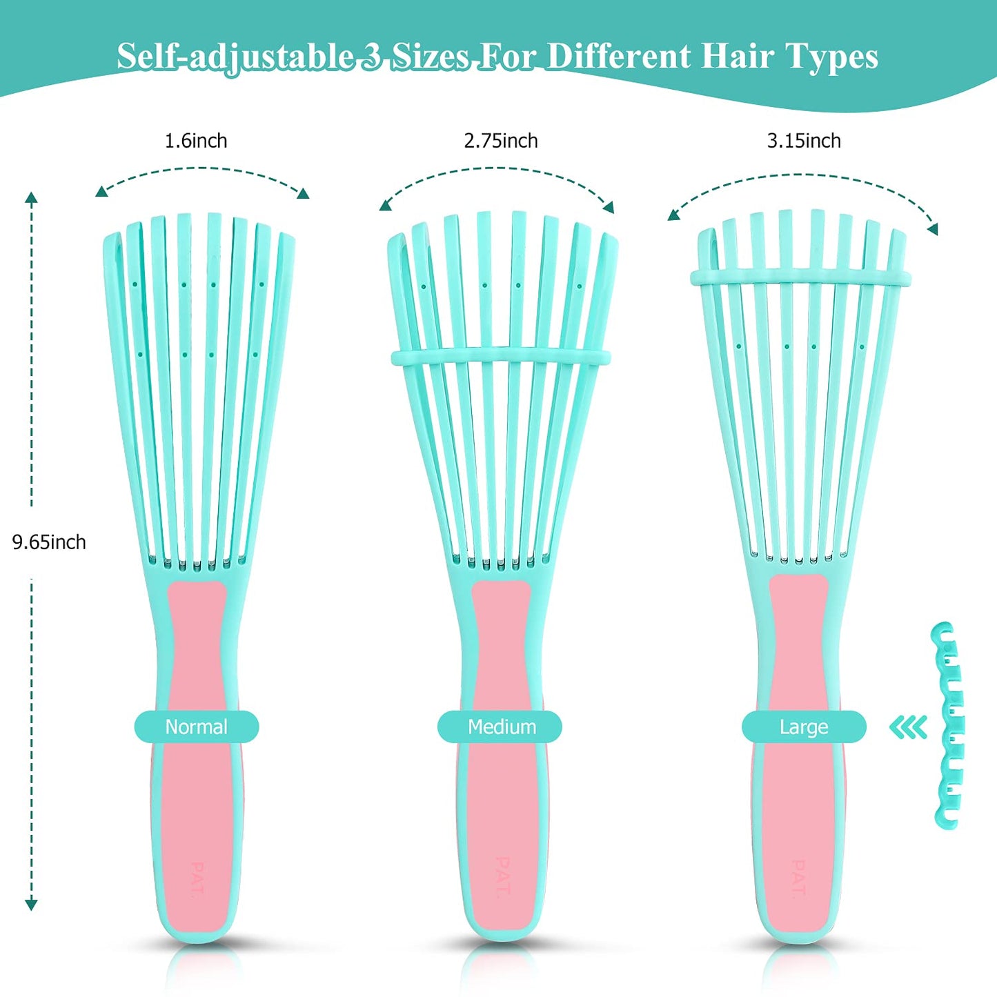 URTHEONE Hair Brush,Detangle Hair Brush, Detangler Brush for Women Men Adults Kids Afro American Type 3a-4c, Detangling Nylon Bristle Brush for Kinky Curly Coily Wavy Wet and Dry Hair,Pinkgreen