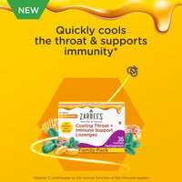 Zarbee’s Cooling Throat + Immune Support Lozenges, Calm and Cool Your Throat with Real Honey and Peppermint Oil Extract. Also Contains Vitamin C and Zinc, No Artificial Colours or Flavours, 36 Count
