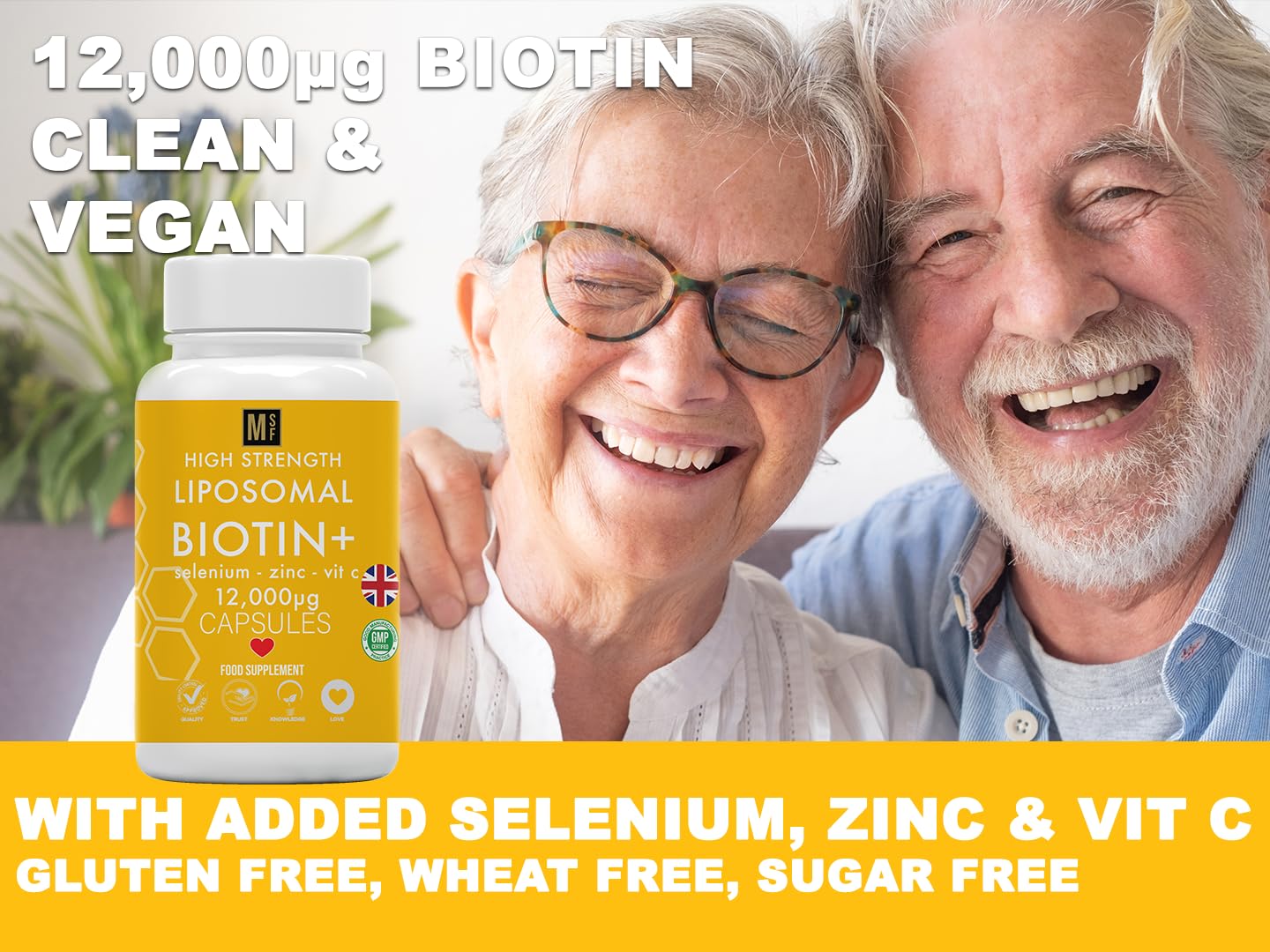 MetaSuperfoods Biotin Hair Growth Vitamins 12,000mcg | 180 High Strength Biotin Supplement | Selenium Zinc & VIT C Complex D - Biotin Tablets | 6 Months Supply Vegan