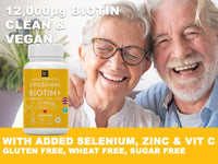 MetaSuperfoods Biotin Hair Growth Vitamins 12,000mcg | 180 High Strength Biotin Supplement | Selenium Zinc & VIT C Complex D - Biotin Tablets | 6 Months Supply Vegan