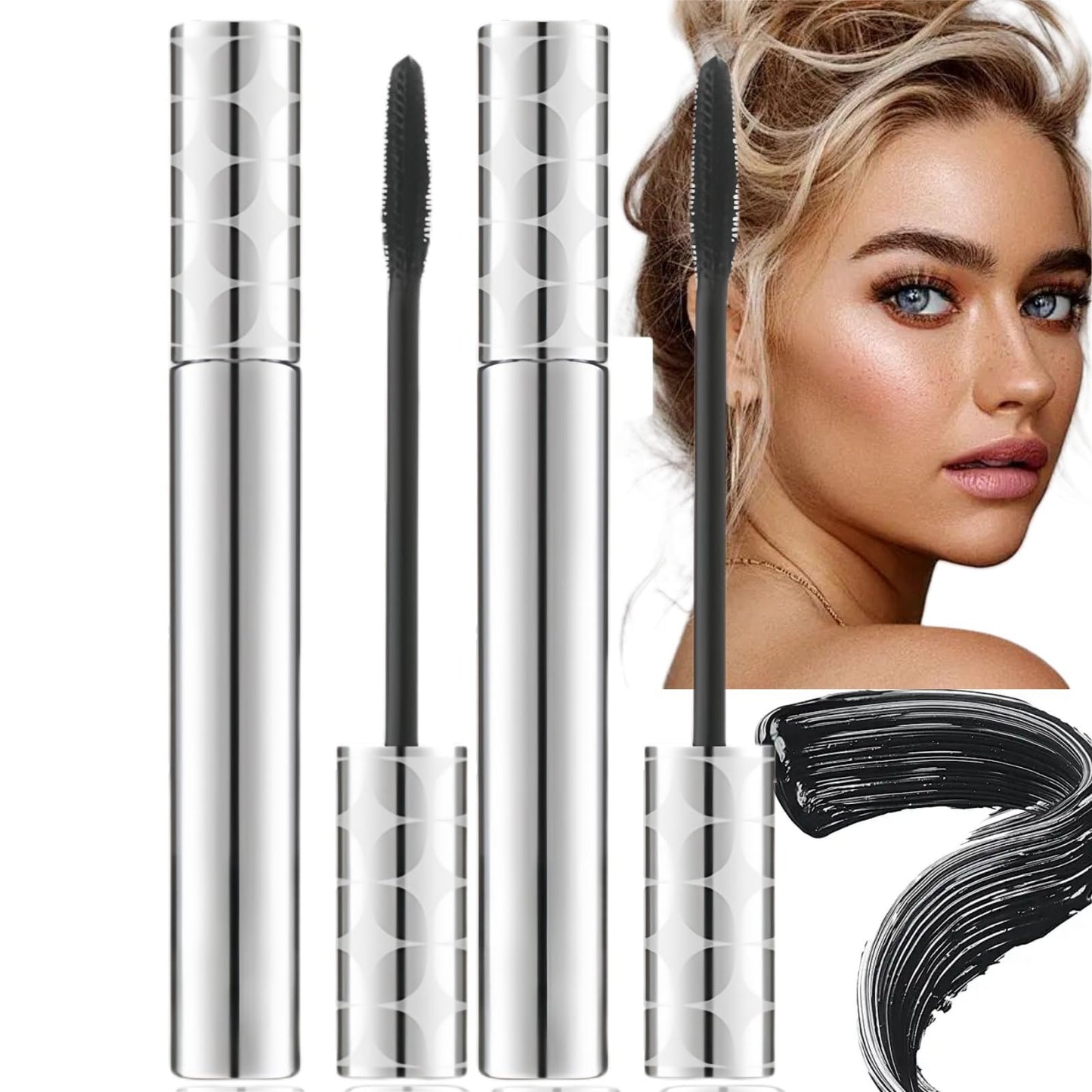 2Pack Black Mascara for Older Women,Mascara for Sensitive Eyes,Lengthening Waterproof Masc/ara,Natural,Long Lasting,Smooth,Gentle,Smudge Resistant,Volumizing,No Clumping,Suitable for Mature Ladies