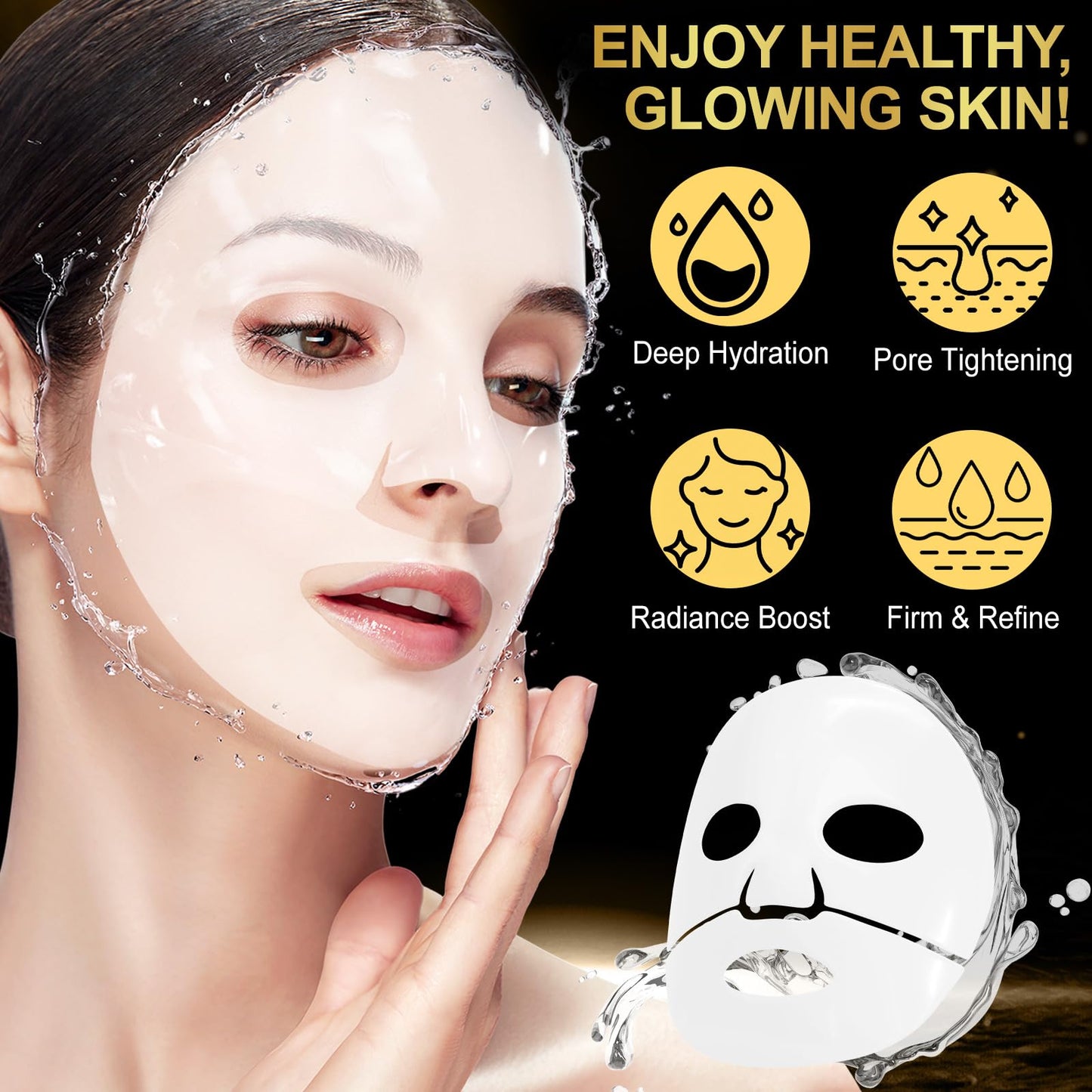 Buyourtaste Advanced Snail Mucin Glass Glow Hydrogel Face Masks, 4Pcs Collagen Face Mask, Snail Mucin Serum Mask, Snail Mucin Face Mask, Hydrating, Soothing & Firming, Brighten Skin, Reduce Fine Lines
