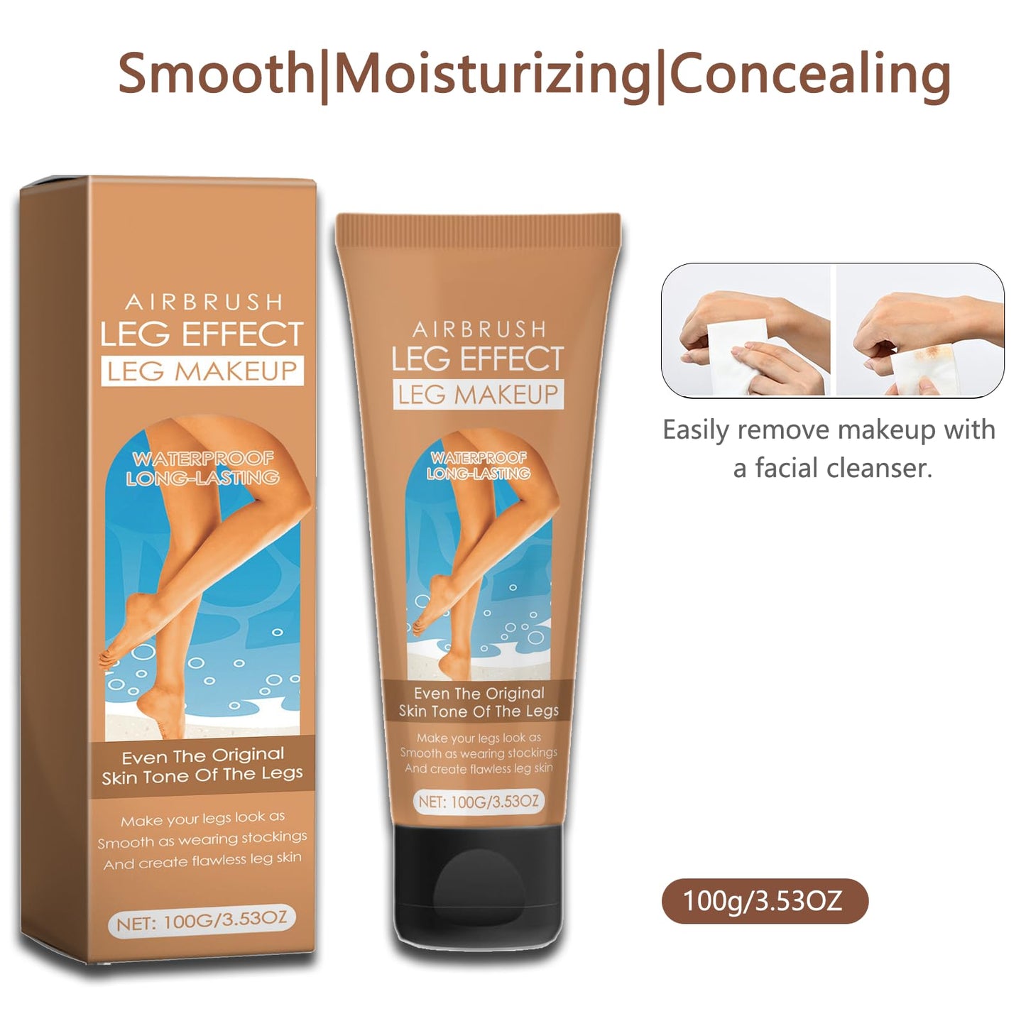 AmiCera Leg Makeup, Instant False Tan Cream, Tinted Moisturiser Body Concealer, Tattoo Cover Up Makeup, Self Tanning Lotion, Body Coverage Perfector for Vein Scar, Natural Tan Glow, Bronze 100g