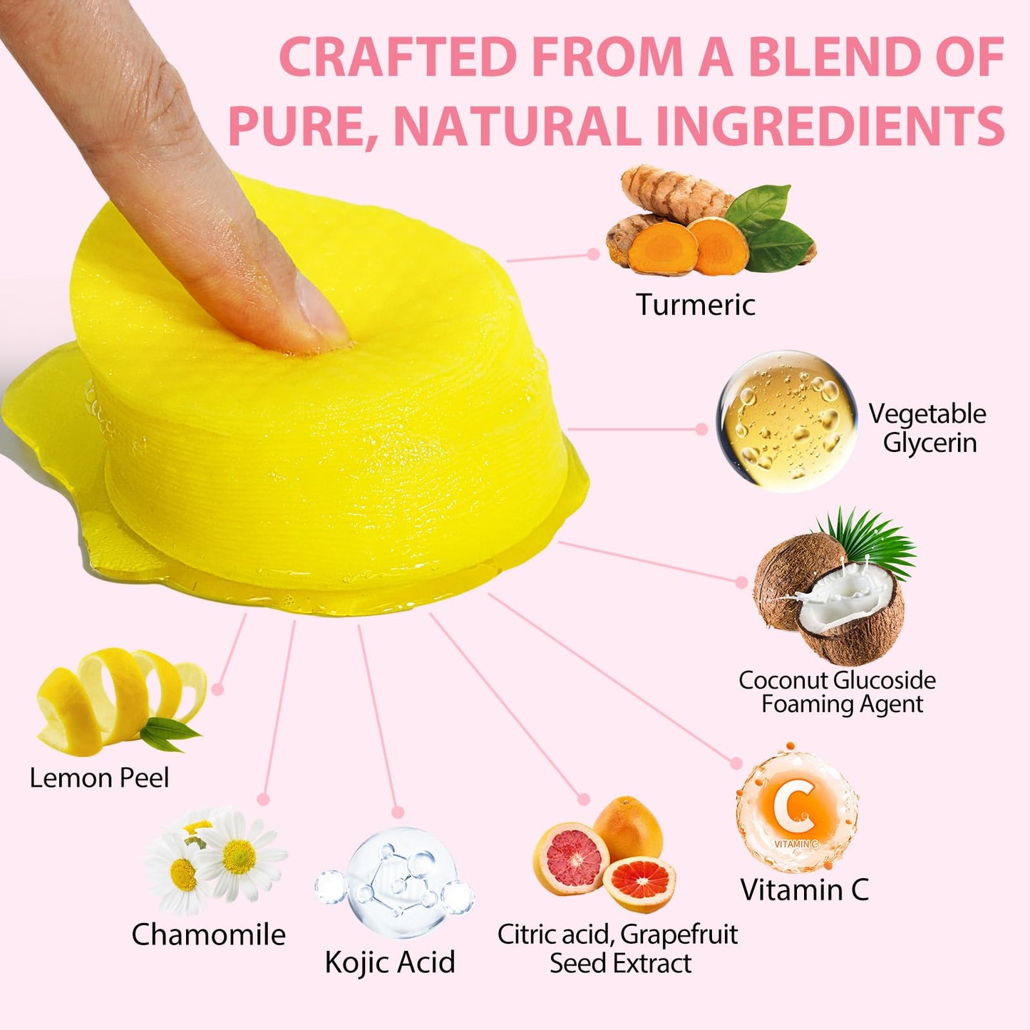 Feeliville Turmeric Kojic Acid Pads, Kojic Acid and Turmeric Cleansing Pads, Infused Foaming Exfoliating Pads Cleansing Pads for Dark Spots, Dull Skin, Unclog Pores, Helps Balance Skin Oil And Water(50 Pads)