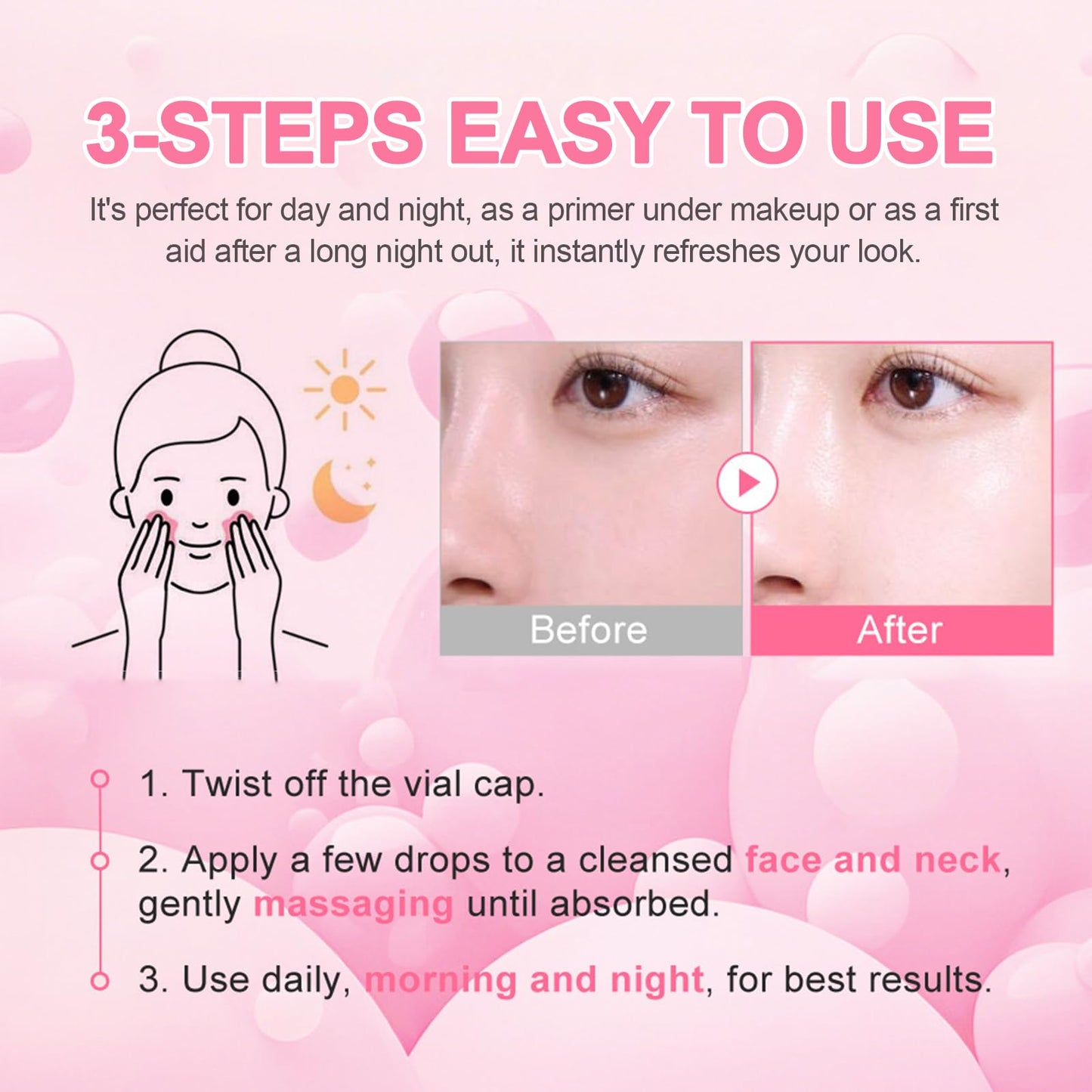 20Pcs PDRN Pink One Day Serum - Salmon DNA Repair Essence, Moisturizing & Firming Facial Treatment,Ultra Hydrating Serum with Niacinamide & Hydrolyzed Collagen, for Glowing Skin, Korean Skincare