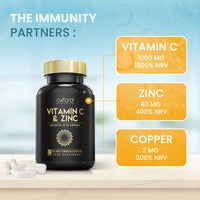 Oxford Organics Vitamin C and Zinc Capsules, 1200mg Vitamin C Boosted with 40mg Zinc & 2mg Copper per Serving | 120 High Strength Vegan Capsules | Balanced VIT C and Zinc Supplements for Women & Men | Made in The UK