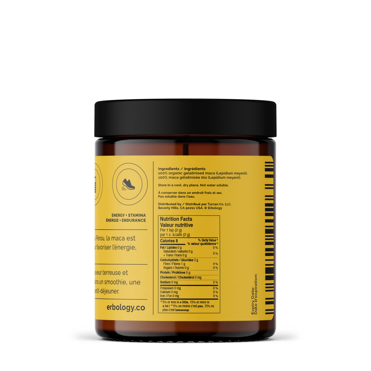 Erbology Organic Maca Root Powder 90g - 45 Servings - Gelatinised - Energy and Endurance Support - Sustainably Sourced Straight from Farm in Peru - Small Batch - Vegan - GMO-Free