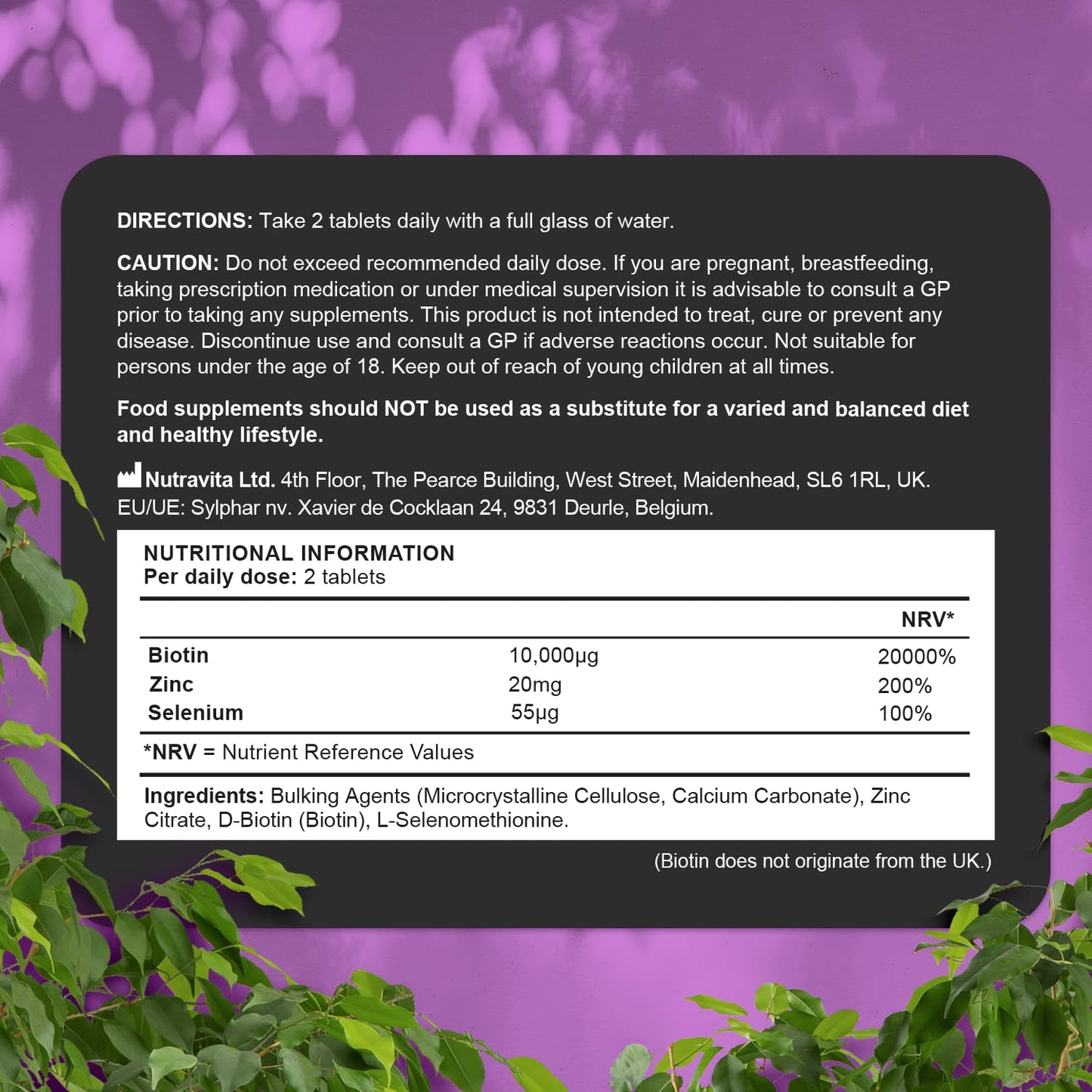 Nutravita Biotin Hair Growth Supplement 10,000mcg - Scientifically Proven to maintain normal Hair Skin & Nails - 180 High Strength Vegan Tablets with Zinc & Selenium - Biotin Vitamins for Women & Men
