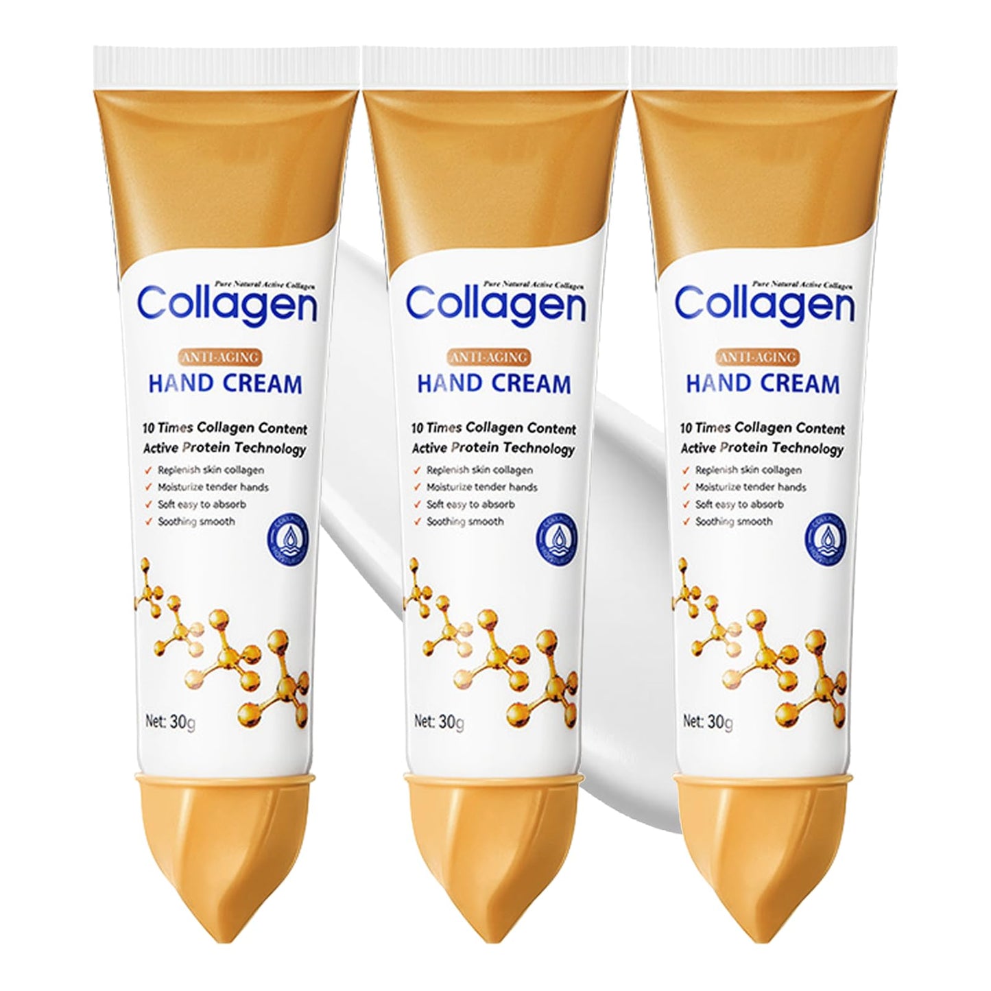 MINSHZEE Collagen Hand Cream, Cracked Skin Repair Products, Softening & Nourishing Anti-Dryness, Rejuvenating & Moisturising Collagen Anti-Wrinkle Hand Cream, 3 Pcs
