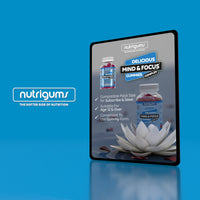 Mind & Focus Raspberry Flavour 60 Vegan Gummies | Ashwagandha, L-Theanine, D3, B5, B6 & B12 | Cognitive Health, Nervous System and Mental Performance | Suitable for Adults & Kids 12+ by NUTRIGUMS®