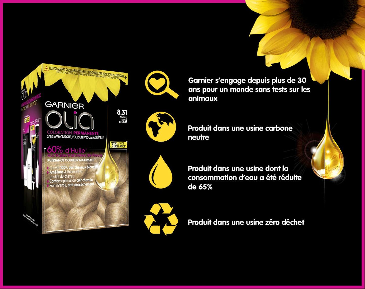 Garnier - Olia - Coloration Permanente à l’Huile Sans Ammoniaque Blond - 8.31 Blond Doré Cendré