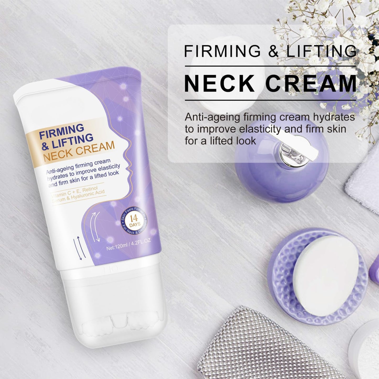 Trendyfave Neck Firming And Tightening, 120g Neck Firming Cream, Anti Wrinkle Cream with Vitamins E & C, Skin Tightening Cream, Neck Tightening Cream for Neck Tightening Lifting Sagging Skin